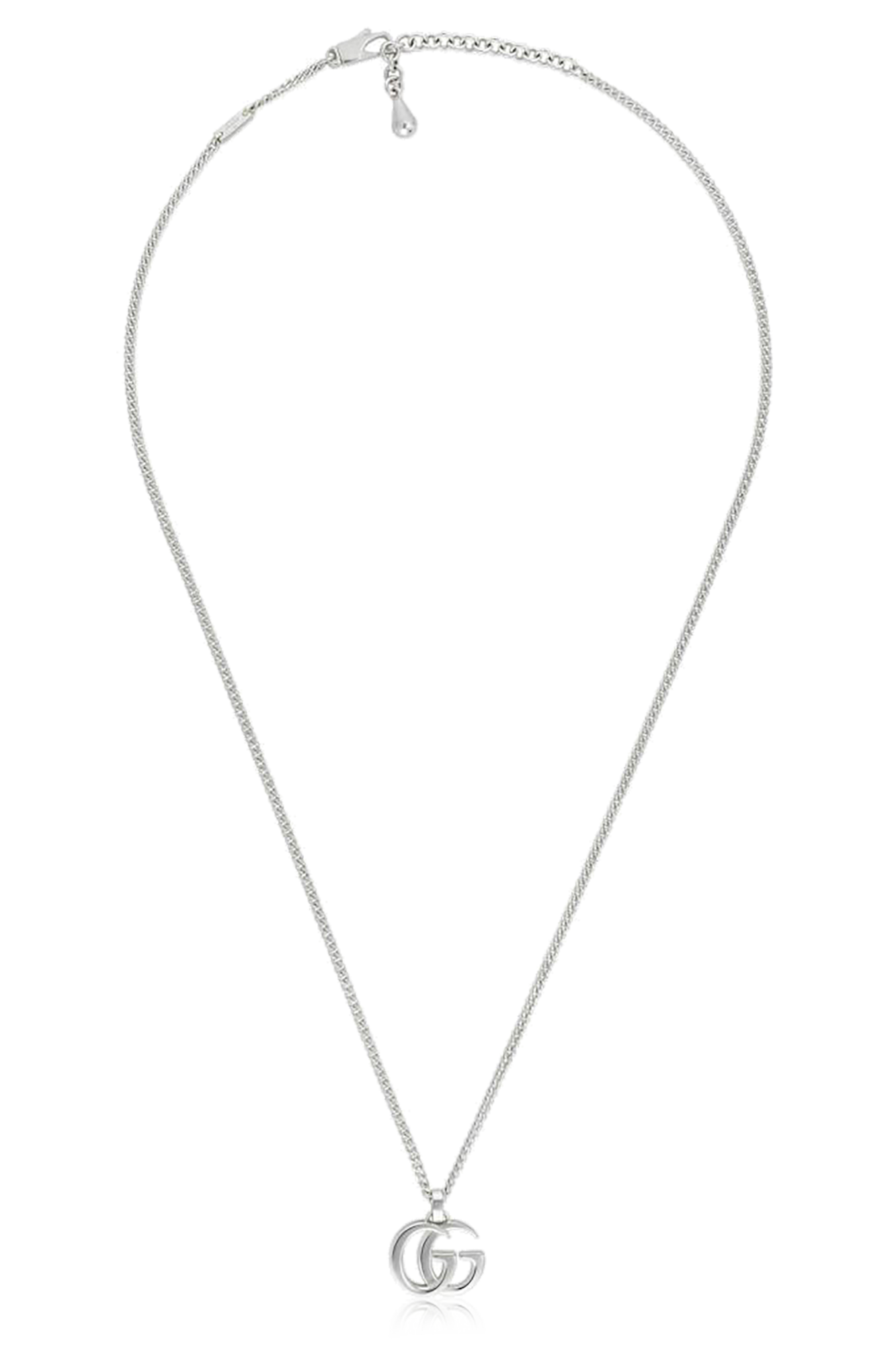 Gucci Silver necklace with logo-shaped pendant | Men's